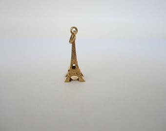 18K Yellow Gold Eiffel Tower Charm, Paris France Charm, Gold Eiffel Tower
