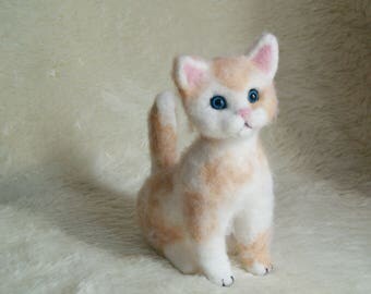 Cat ornament Gifts for girlfriend Cat lover gift Cat doll cat figurine mothers day gift needle felted cat gifts for wife Needle felt animal
