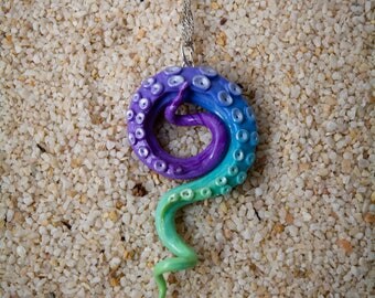 Purple to Mint Tentacle Pendant.