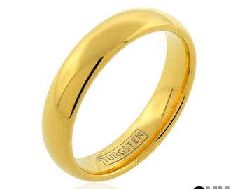 18kt Gold Tungsten Ring, Tungsten Wedding Band, Men's Ring, Women's Ring, 6mm Tungsten Ring, Sizes 5-15 (w/ half sizes!), Gold Wedding Ring