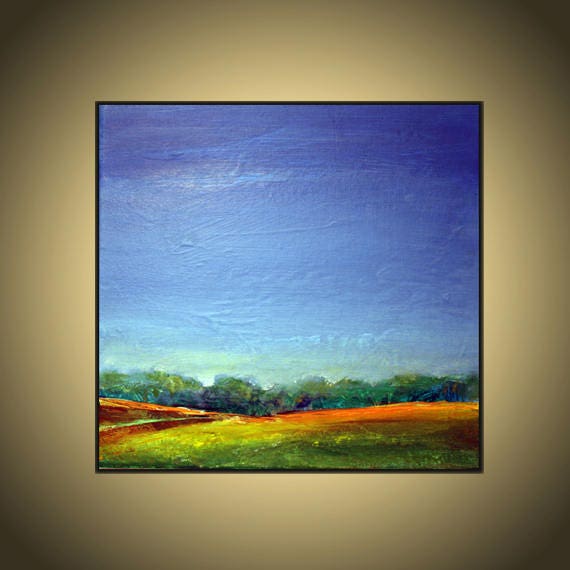 Square Painting Original Abstract Art Oil Modern Brown Ocker Pink Yellow 12x12 inches on canvas