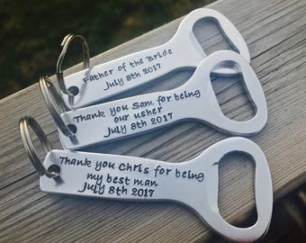 Hand Stamped Personalised bottle opener. Great for weddings, Father's Day, ushers, best man, God father, Christmas, 18th, 21st birthday,