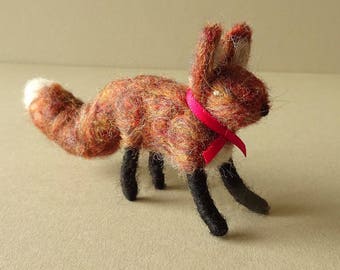 Needle Felted Christmas Fox | Stocking Stuffer Fox Ornament | Needle Felt Animal Handmade Fox | Rustic Woodland Fox Decor | Fox Decoration