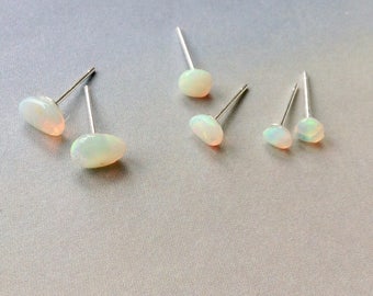 Ethiopian Opal Studs, Opal Pebble Earrings, Pick Your Own, Sterling Silver, Opal Stud earrings, October birthstone, Genuine Opal, Welo opal
