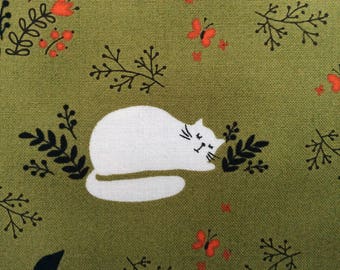 White Kitty Cat Fabric