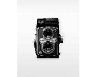 Vintage Objects Wall Art Black And White Camera Photography Print Vintage Objects Wall Art Black And White Camera Photography Print