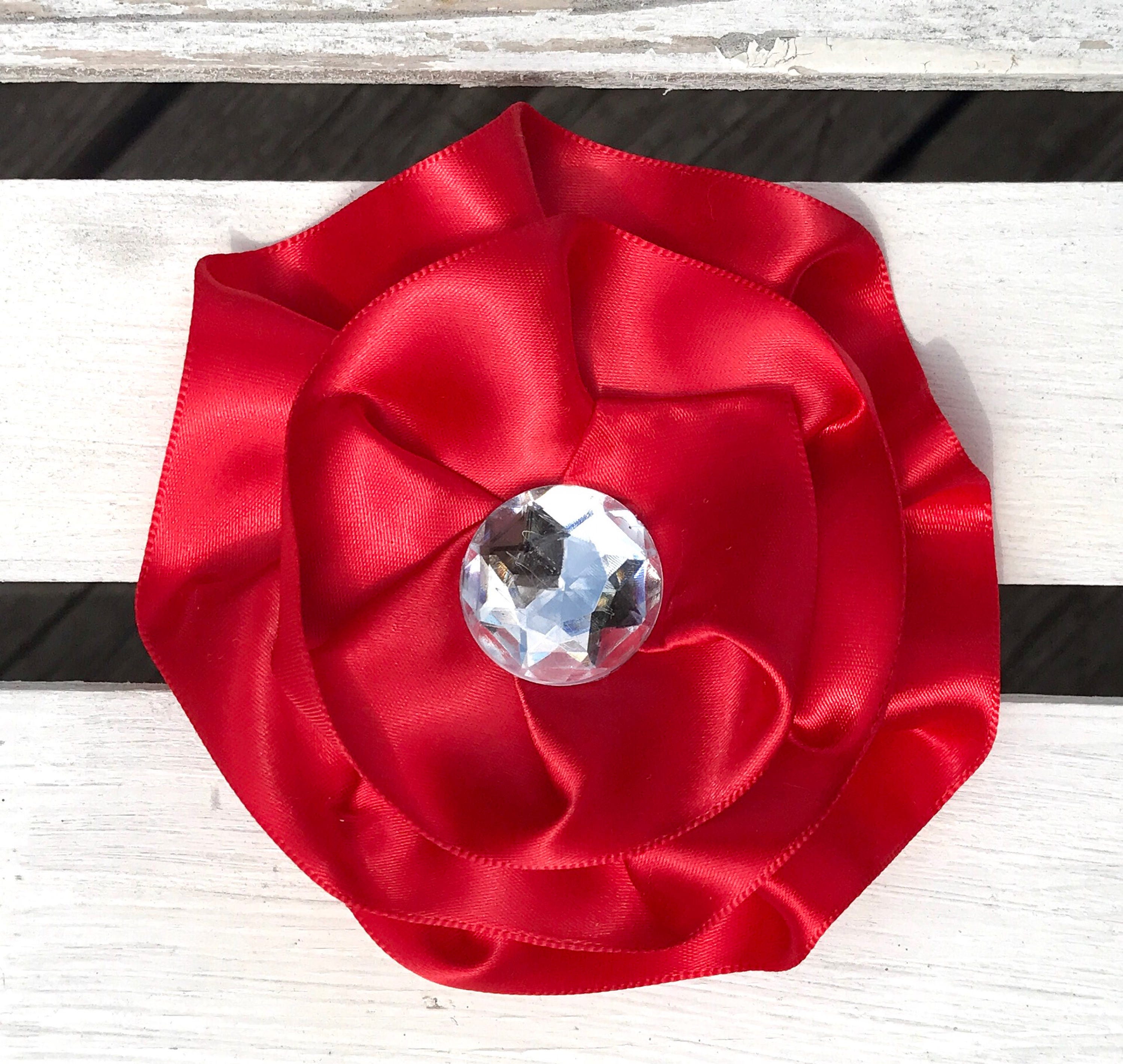 Satin hair bow red bow red ribbon hair clips hair bow
