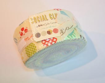 Jelly roll Social Club by Eric and Julie Comstock of Moda Quilt Fabric cotton Out of print hard to find