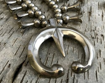 Vintage Squash Blossom Necklace. Sterling Silver. Southwestern Jewelry