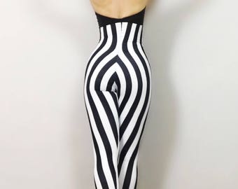 Stripe Circus! bodysuit costume // high waist i// jumpsuit // dancer // performer outfit // leotard // gym // yoga // Lycra// open back.