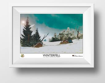 Game of Thrones Travel Poster - Winterfell - 1930s Style, Retro Vintage - Game of Thrones Art - Gift