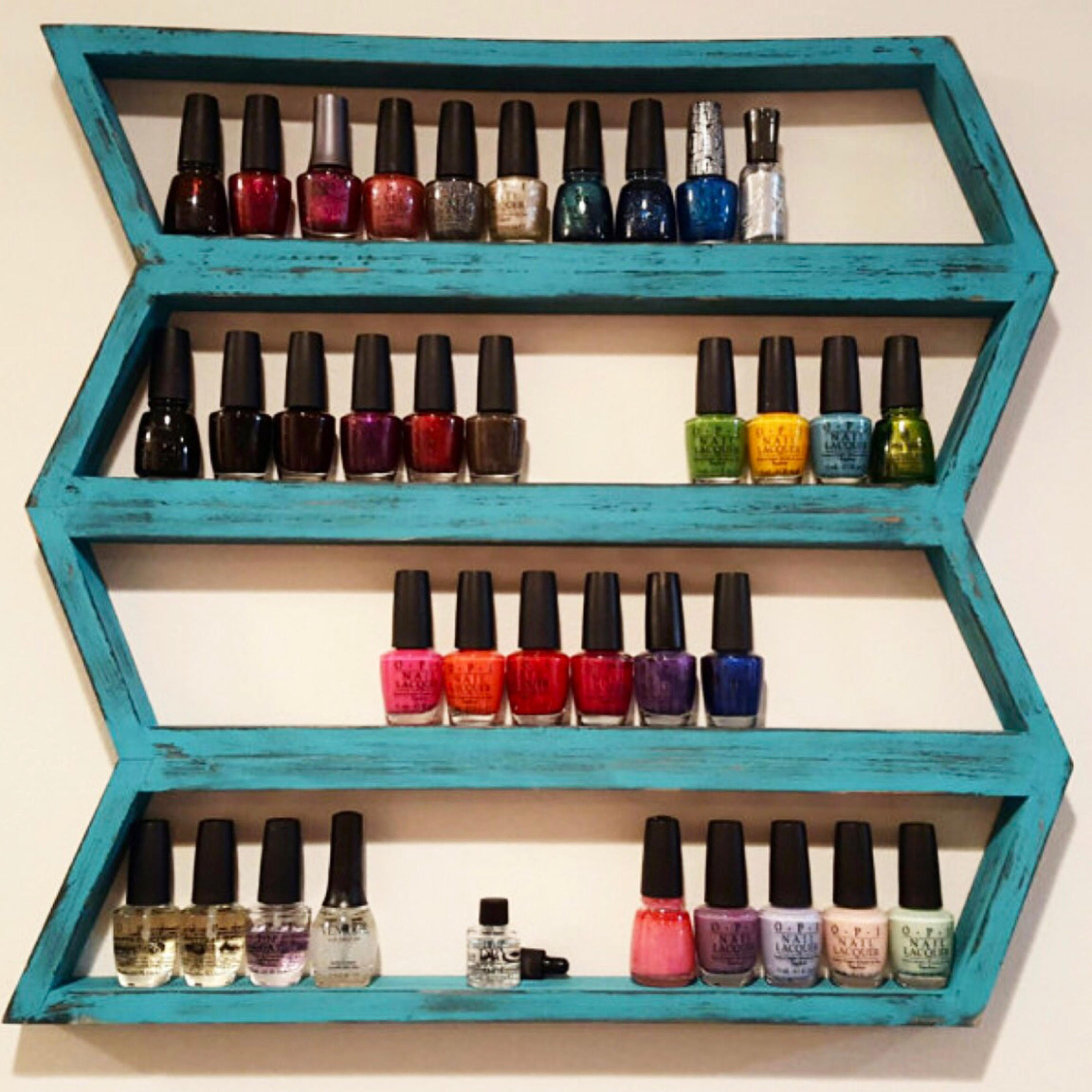Essential oil shelf nail polish rack wood arrow decor dorm