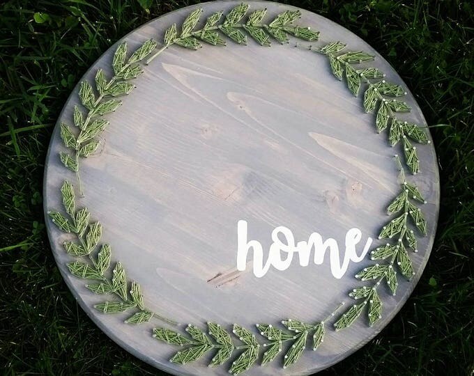 18in HOME String Art Round, circle string art, home decor, farmhouse decor, farmhouse home sign