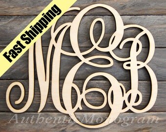 Fast 24" 3 Letter Wooden Monogram Unpainted OFFICE 24 inch Wooden Monogram SALE monogram decoration personalized custom wall hanging