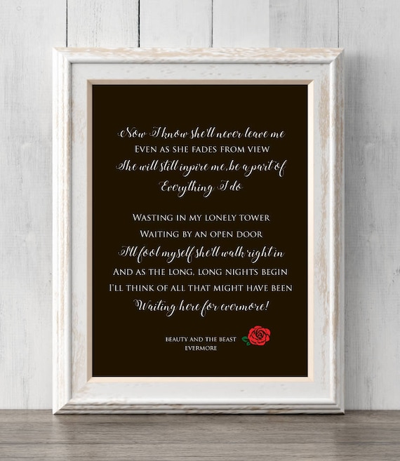 Beauty and the Beast Print. Evermore Lyrics. Josh Groban. Dan