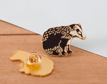 British Badger Enamel Pin | Pin Badge | Hard Enamel Pin | Gold Enamel Pin | Lapel Pin | Badger Pin | British Wildlife | British Nature