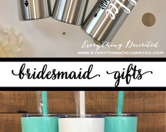 Personalized Tumbler with Straw, Bridesmaid Tumbler, Bridesmaid Gift, Insulated Tumbler, Bridal Party, Bachelorette Party, Wedding Tumbler