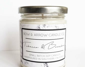 Natural Soy Candle Tobacco & Bourbon Scented | 7 oz Jar Candle | Tobacco Candle | Masculine Candle | Bourbon Candle | Man Candle | Gift Idea