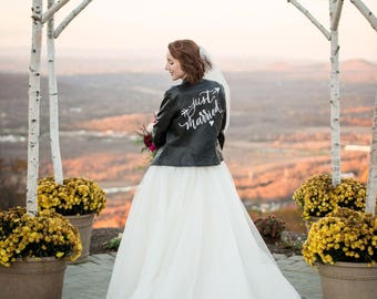 Calligraphy On Leather Jacket | Leather Jacket Calligraphy | Just Married Leather Jacket Handwritting | Calligraphy Services