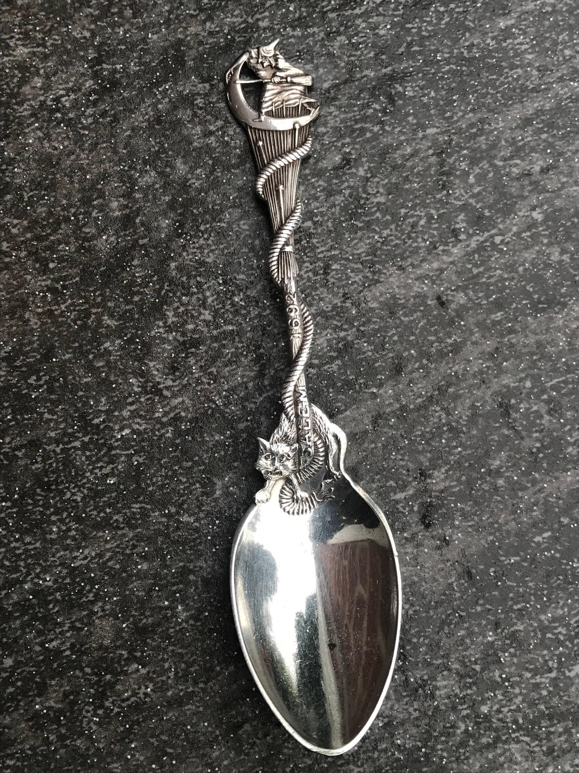 Sterling Silver Antique Souvenir Salem Witch Spoon by Daniel