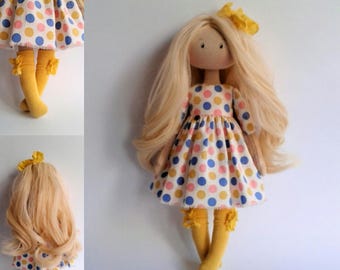 Fabric doll.Handmade doll.Art doll.Textile doll.Rag doll.Tilda doll.Tissue doll.Birthday.Interior doll.Cloth doll.Soft doll.