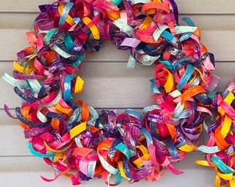 Upcycled Plastic Bottle Curly Wreath (Medium)
