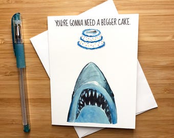 Jaws Birthday Card, Jaws Movie, Pop Culture Card, 80s Movies, 80s Nerds, Shark Week, Great White Shark, Birthday Greeting for Him, Nerd Gift