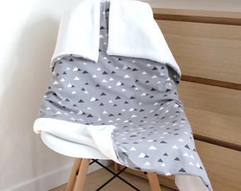 Panda Microfiber fleece and cotton graphic a baby blanket grey warm and soft