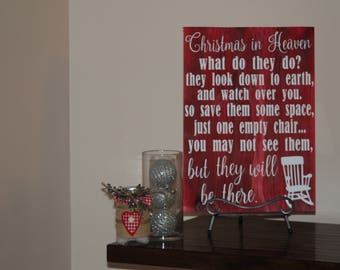 Christmas In Heaven Wooden Sign - Christmas Decor - Remembering Lost Loved Ones Christmas Design