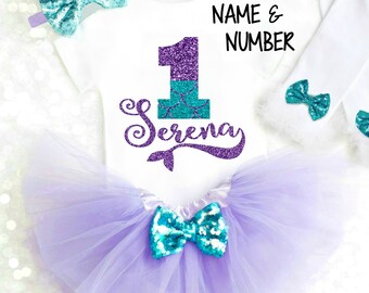 Little Mermaid Birthday Outfit Mermaid 1st Birthday Outfit Mermaid First Birthday Outfit Under the Sea Birthday Outfit Mermaid Tutu ANY AGE