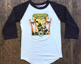 1981 vintage Van Halen raglan world tour band tee
