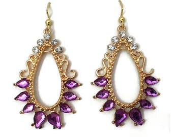 Purple Earrings, Fashion Earrings, Purple Drop Earrings, Dangle Earrings, Chandelier Earrings, Dressy Earrings, Teardrop Earrings