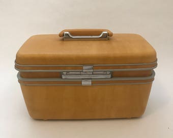 Vintage Yellow Samsonite Luggage / Train Case / Small Suitcase