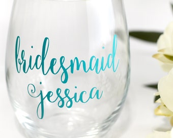 Wedding wine glass decal, Will you be my bridesmaid, Bridesmaid decal, Glass decals, Wine glass decal, Bridesmaid glass, Wedding decals