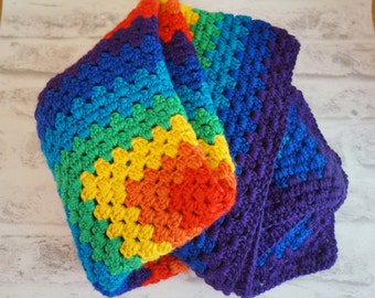 Crochet Rainbow Blanket, Granny Square baby blanket, Rainbow afghan, colourful blanket, Rainbow baby blanket