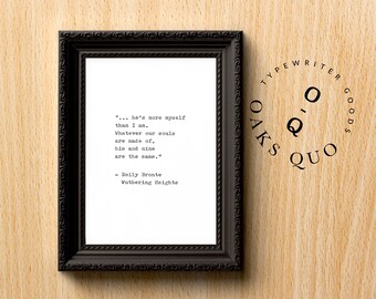 Emily Bronte Wuthering Heights Typewriter Quote 4x6