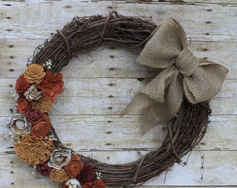 Sola wood flower wreath Fall Autumn Harvest