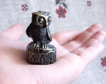 bronze Owl figurine, metal owl statuette, cute owl souvenir, small bird figurine, collectible owl figurine, bronze anniversary gift for men