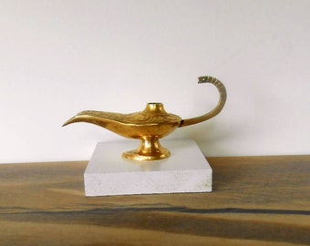 Brass Aladdin magical lamp,Vintage Genie lamp,Incense burner,Small etched brass lamp,Genie style lamp,Made in India