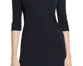 NWT 90 Vince Women's Elbow Sleeve Pima Cotton Tunic Tee Top T Shirt Black Sz Extra Small XS