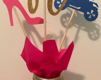 Wheels or Heels Gender Reveal Centerpiece Inserts, Gender Reveal, Wheels, Heels, Boy or Girl