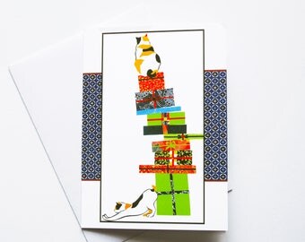 CAT GIFTS: cat greeting cards, cat holiday cards, animal cards, funny cat cards, cat gift cards, birthday cards handmade, thank you cat card