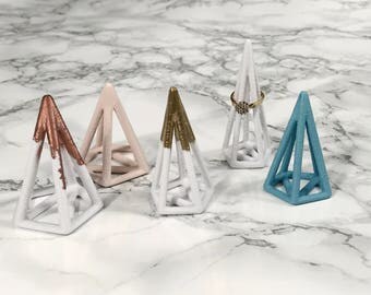 Geometric Ring Cone, Modern, 3D Printed, Beautiful Jewellery Storage, Unique Gift, Beautiful Gift, Contrasting, Rose Gold, Copper.