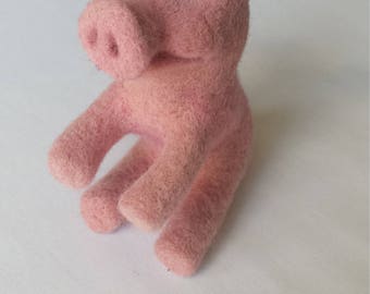 Handmade needle felted pink piglette