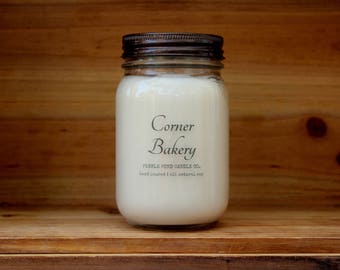 Corner Bakery 16 oz. Soy Candle-Soy Candles Homemade-Hand Poured-Highly Scented-Mason Jar Candles-All Natural Soy Candles-Summer Scented