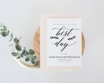 Foldable Wedding Program Template Modern Wedding Program Template Wedding Program Printable Wedding Ceremony Template Rustic Elegant