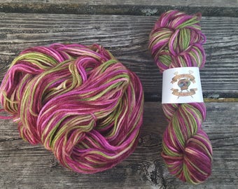 Hand Painted Worsted Weight Wool "Zinnia Garden"