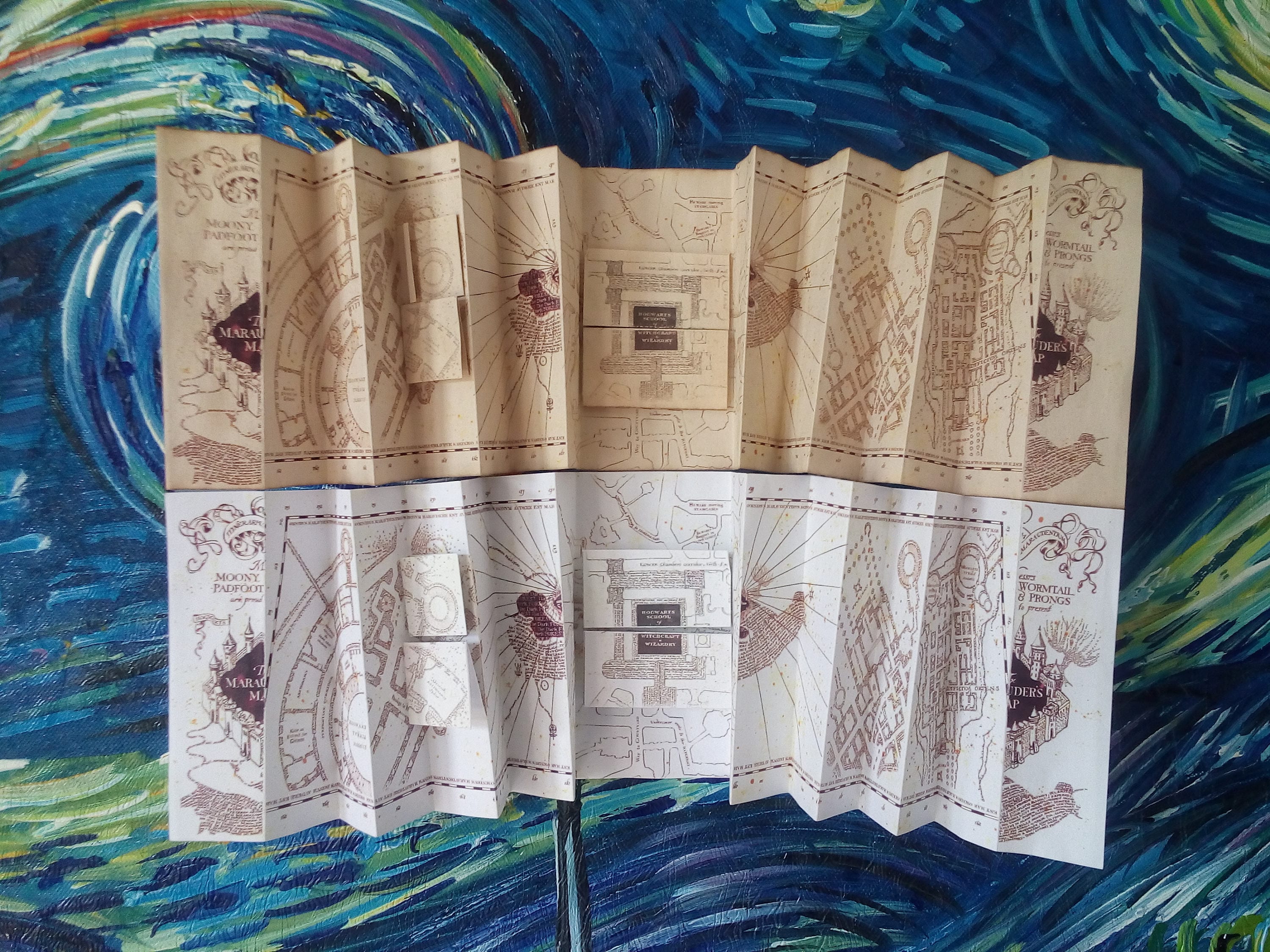 Marauders map mini Replica with flaps full artificial ageing