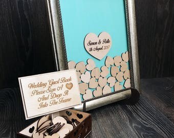 Wedding Guest Book Alternative Drop Box, Wedding Box, Guest Book, Guestbook Hearts, Drop Top Box, Guestbook Idea, Guest book Alternative