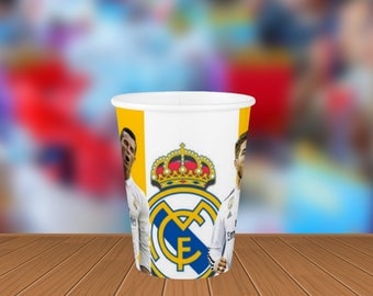 Real Madrid Paper Cups | Cute Cups for Birthdays | 8 Pack